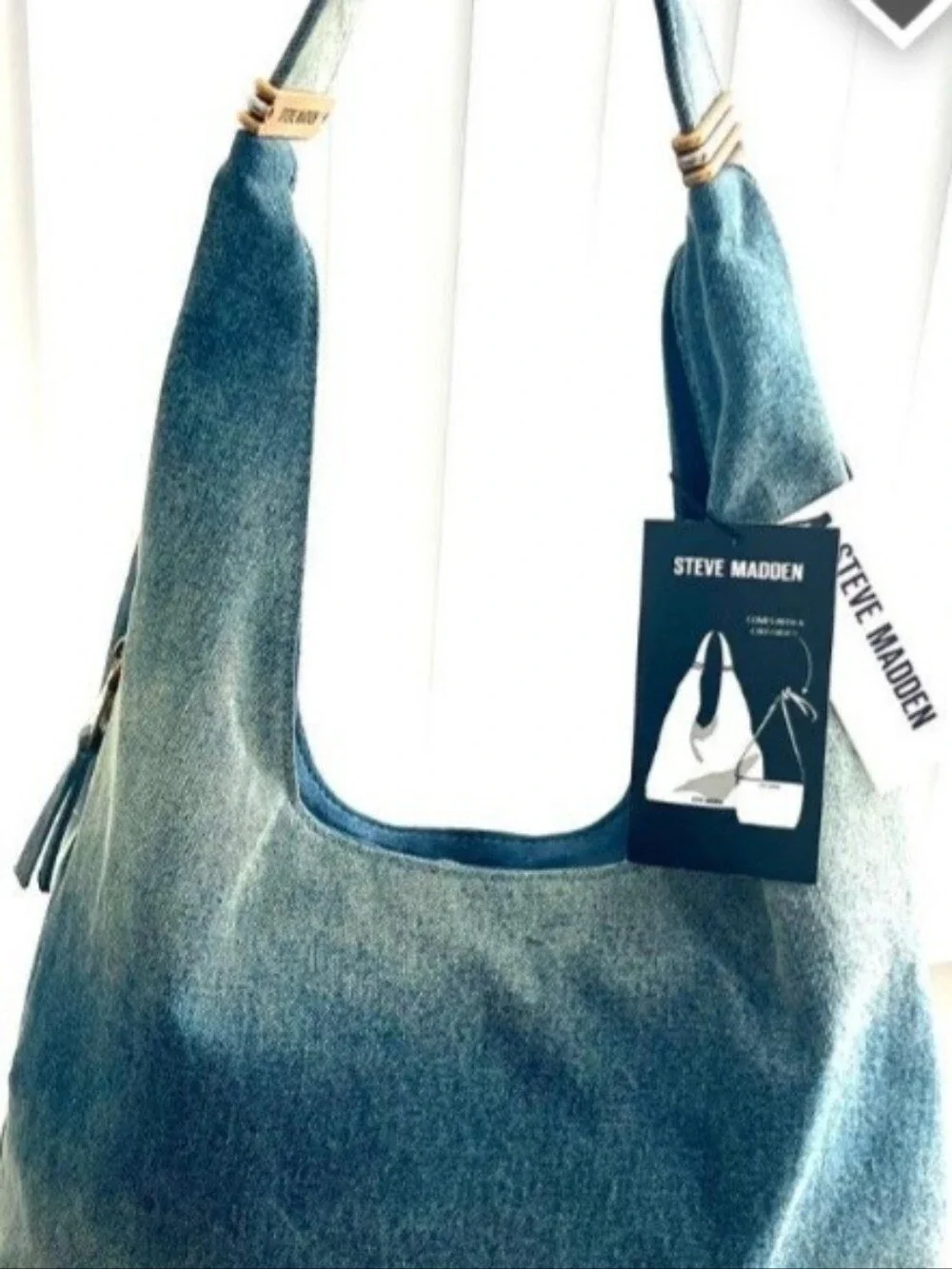 Steve Madden DEMPSEY Denim Hobo with Matching Logo Crossbody NWT
